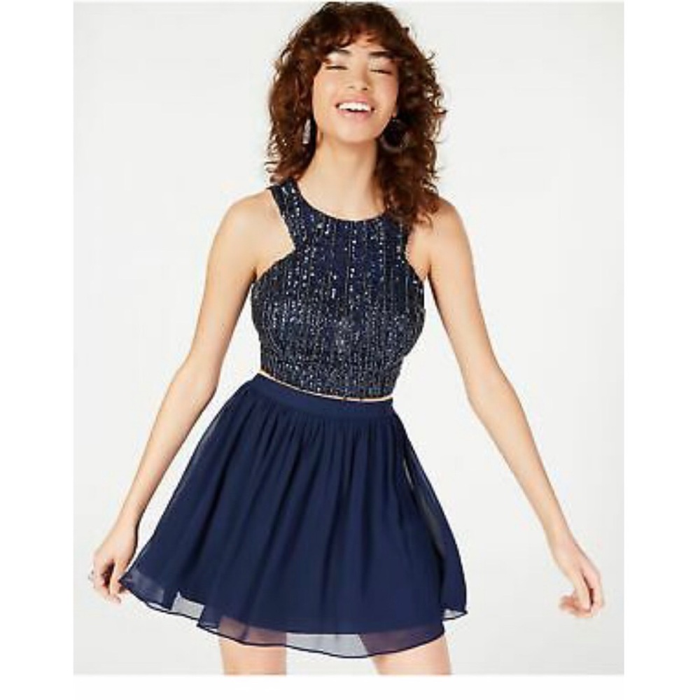 3x 👯‍♀️Host Pick⚡️B. Darlin Sequined Crop Top Dress